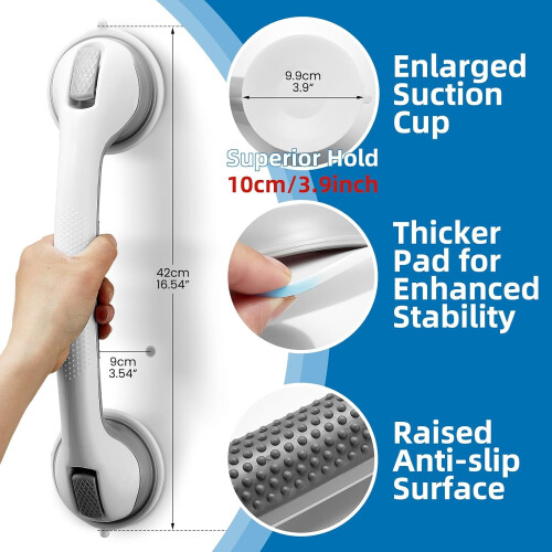 Behome Shower Grab Bar Suction Mount 2 Pack 16 Inch 1