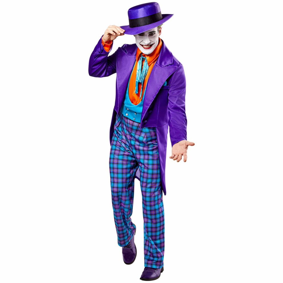 Photos - Fancy Dress Rubies , Purple) The Joker Deluxe DC Comic Supervillain  Up Adult Mens Costume (Medium (32-34)