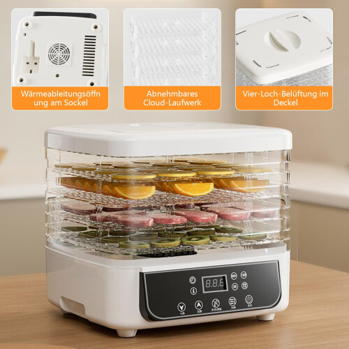Food Dehydrator 5-Tray 72H Timer 35-70C 160W 2