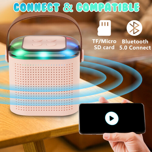 LELINTA Bluetooth Karaoke Machine with 2 Mics and Lights 2
