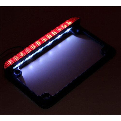 Motorcycle License Plate Mount Frame LED Tail Light 12V