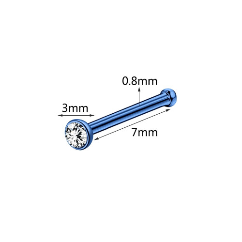 Kristallnäspiercing L-formad 20G 1