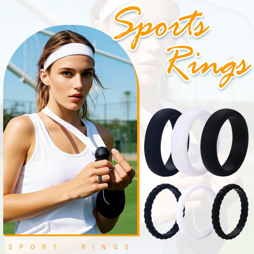 Silicone Wedding Ring for Women 3mm Thin Braided 6 Pack 2