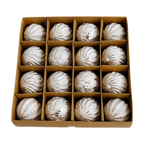 Antique Silver Christmas Ornaments Shatterproof PVC 16 Pack 1