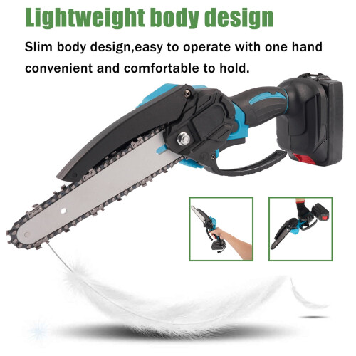 Aggxpf Cordless Mini Chainsaw 6 inch with 2 Batteries 1