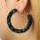 Lady Elegant Round Hoop Earrings Black White 6