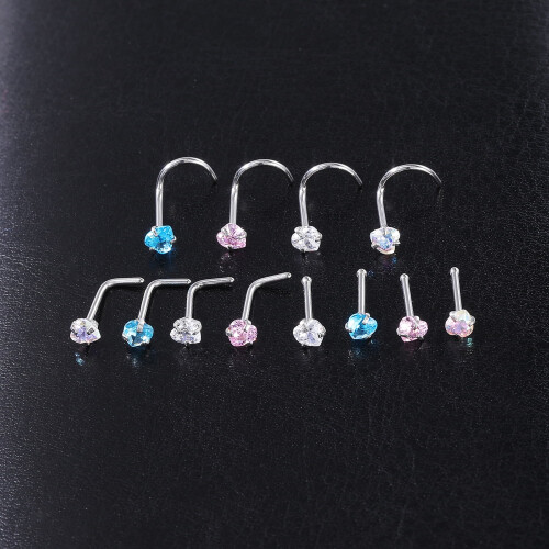 Heart Nose Stud L-Shaped 20g 6-Piece Set 1