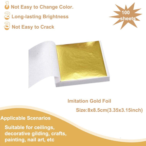 Golden Leaf Foil Sheets 3.15x3.35 Inches 100 Pcs 2