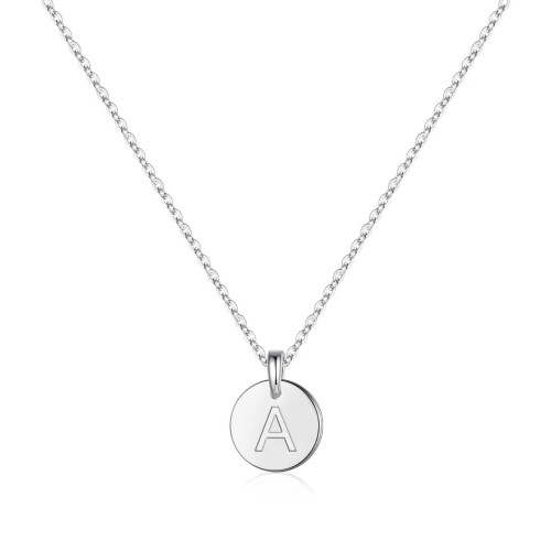 Women's Disc Initial Letter Pendant Necklace