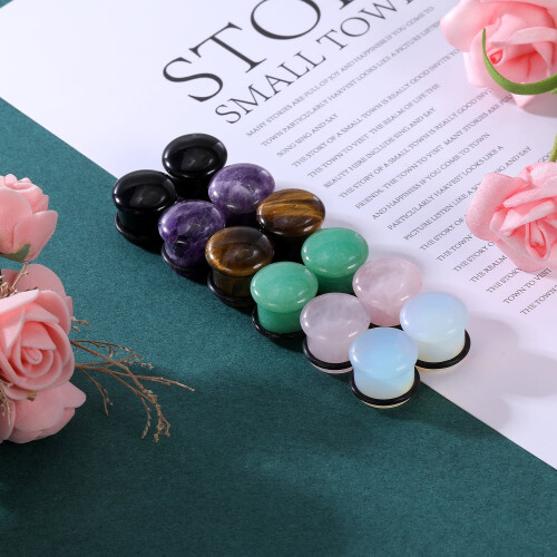 Natural Stone Ear Plugs Mushroom Shape 12 Pcs 1
