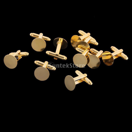 Men's Cufflinks Gold 15mm 10 Pieces 2