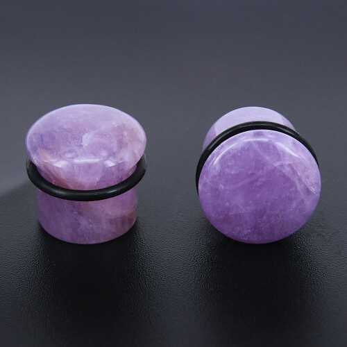 Purple Single Flared Ear Plug Tunnel Natural Stone 2 pcs 2