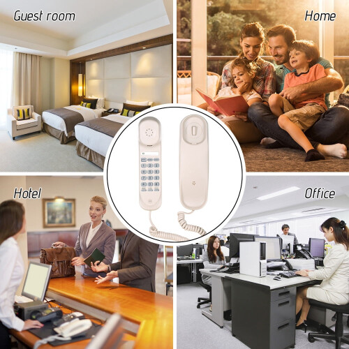 DCENTA Wall-Mount Mini Corded Landline Phone White 1