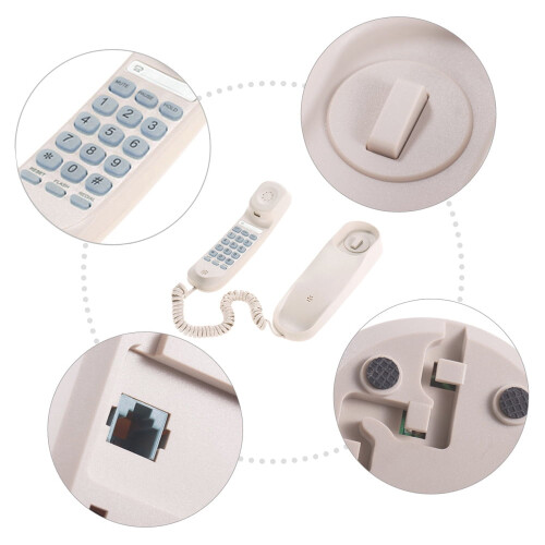 DCENTA Wall-Mount Mini Corded Landline Phone White 2
