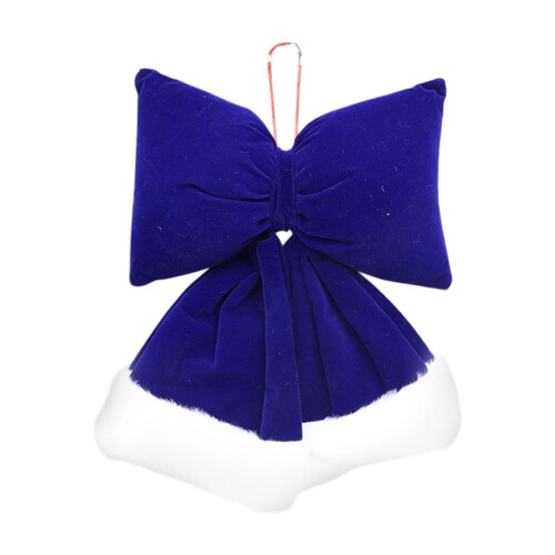 Blue Velvet Christmas Bow Oversized Hanging Ornament 1