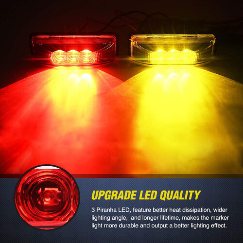 AUTOXBERT LED Side Marker Light Amber Red 3LED Waterproof 1