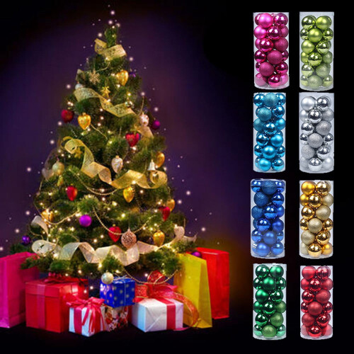 Christmas Tree Ball Baubles Silver Set 24pcs 1