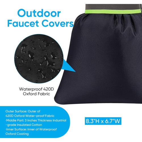 Outdoor Faucet Covers 2 Pack 6.7x8.3 Inch Reusable 1