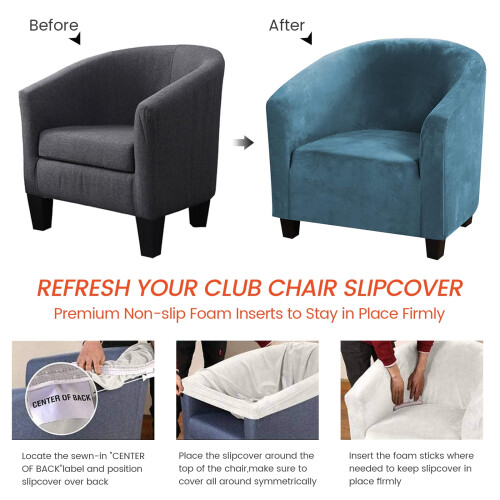 Κάλυμμα καρέκλας Velvet Club Peacock Blue 2 τεμαχίων 2