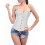 Women's Satin Lace Bustier Corset Set with G-string S-6XL 2