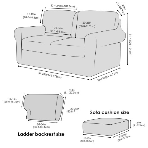 Copridivano/poltrona in velluto, set da 5 pezzi, grigio medio chiaro 1