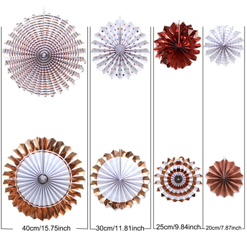 Tissue Paper Hanging Fans Party Decor Set 8 pcs Type 3 1