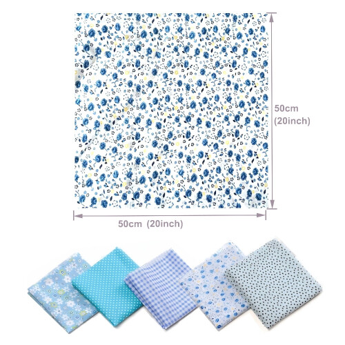 Cotton Patchwork Fabric Bundle Blue Series 50x50cm 1
