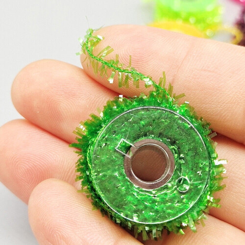 Crystal Flash Tinsel Chenille Line Thread Cactus Yarn 15PCS 2