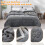 Flannel Fleece Throw Blanket 3-Layer Grey 79x91 Inch 7