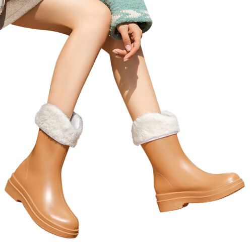 Botas de chuva femininas de cano alto estilo punk, forradas com algodão e com solado de borracha. 2