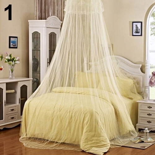 Lace Insect Bed Canopy Net Round Dome Mosquito Net Beige 1