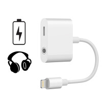 Adaptér Lightning na 3,5 mm pro zvuk a nabíjení, 12 W, 10 cm - bílý