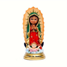 Estatua de Resina de Guadalupe Pintada A Mano, Decoraciones de Escritorio, Regalos, Artesanías de Resina para Decoración Religiosa y del Hogar