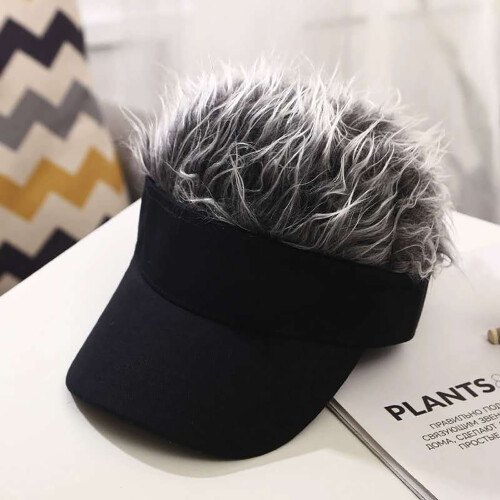 Sun Visor Cap with Fake Spiked Hair Adjustable Baseball Hat 1