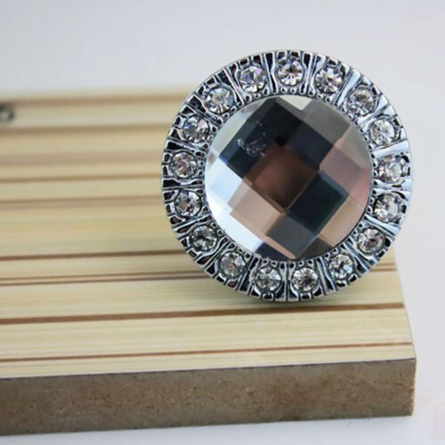 Rhinestone Cabinet Pull Knob White Dresser Handle 1