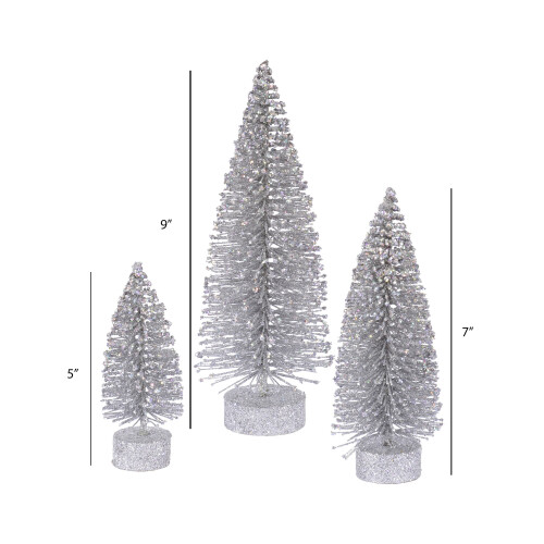 Silver Glitter Oval Artificial Christmas Tree 5 7 9 Inch 1