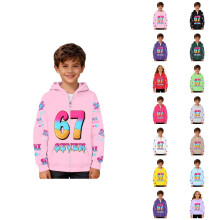 Kids Anime Graphic Zip-Up Hoodie Long Sleeve Casual Jacket