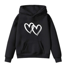 Kids Long Sleeve Hoodie with Letter Print Black 11-12 Years