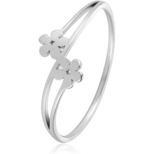 Double Flower Ring Gold Silver Stainless Steel Size 7-11