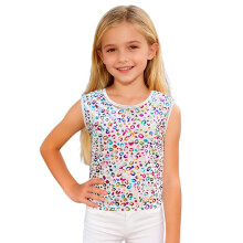 Kids Leopard Glitter Sleeveless Tank Top Multicolor Size 130