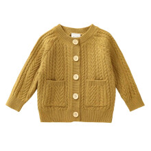 Children's Knit Cardigan Button Front Brown 80