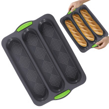 Silicone Loaf Pan Non-Stick French Bread Mould 3 Tray Black