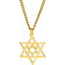 Star of David Necklace Stainless Steel Hexagram Pendant