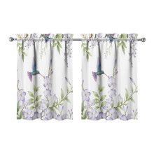 Purple Flower Bird Kitchen Curtains 28x36 Inch 2 Panels