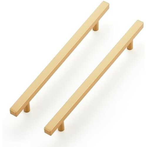 Brass Cabinet Pulls Champagne Gold 10-Pack 8 Inch Hole