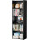 Narrow Tall Bookcase Black 5-Tier 52 Inch 1