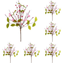 Red Valentine Floral Picks Artificial Berry Heart Stems 6