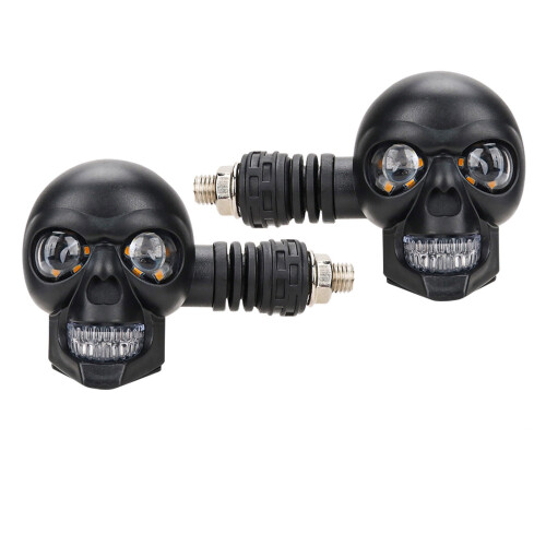 Skull Turn Signals LED 12V 2-Pack Amber/White Waterproof