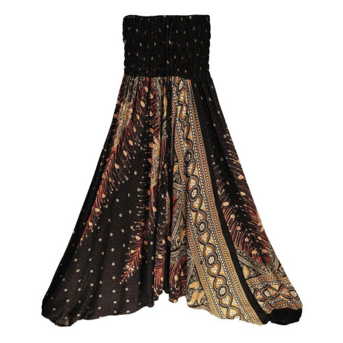 Women's Floral Harem Pants Boho Style Black 1