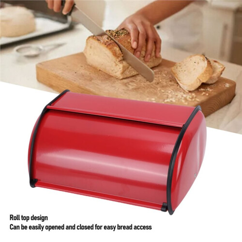 Metal Bread Holder Roll Top Bread Box Iron Vintage Roll Top Bread Storage Container Food Organizer Bin for Kitchen B